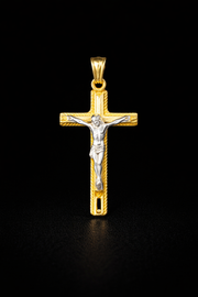 Cruz de Oro Blanco y Amarillo 18k